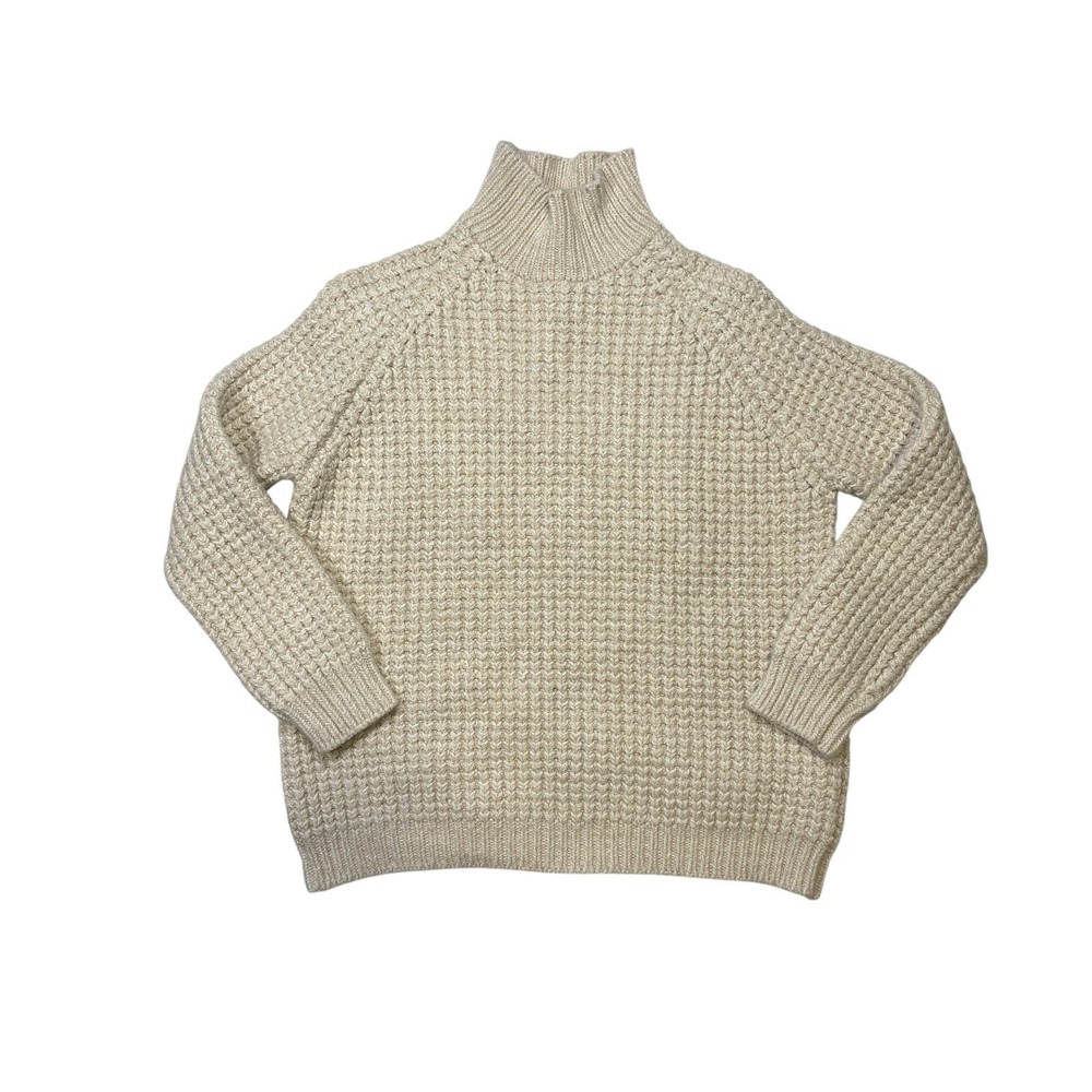 Casey Casey Mock Neck Sweater M Hand Made Ivory Wool Cotton